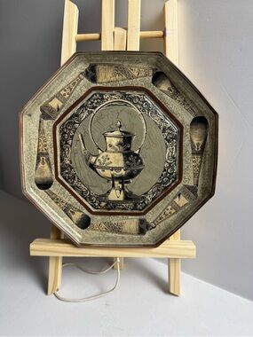 Vintage Katherine’s Collection Octagonal Teapot Fireplace Kettle Motif Plate
